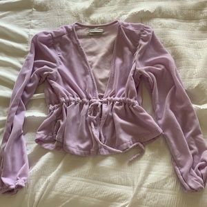 Urban Outfitters Velvet Front Tie Top